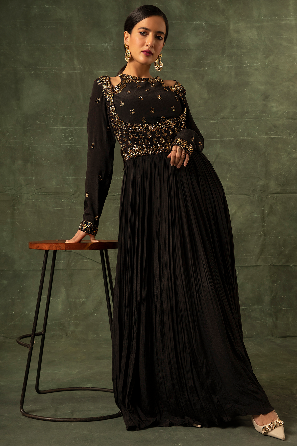 Black Ajrakh gathered dress