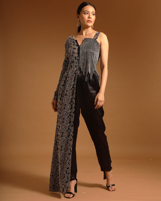 Black Ajrakh One Flap Jumpsuit