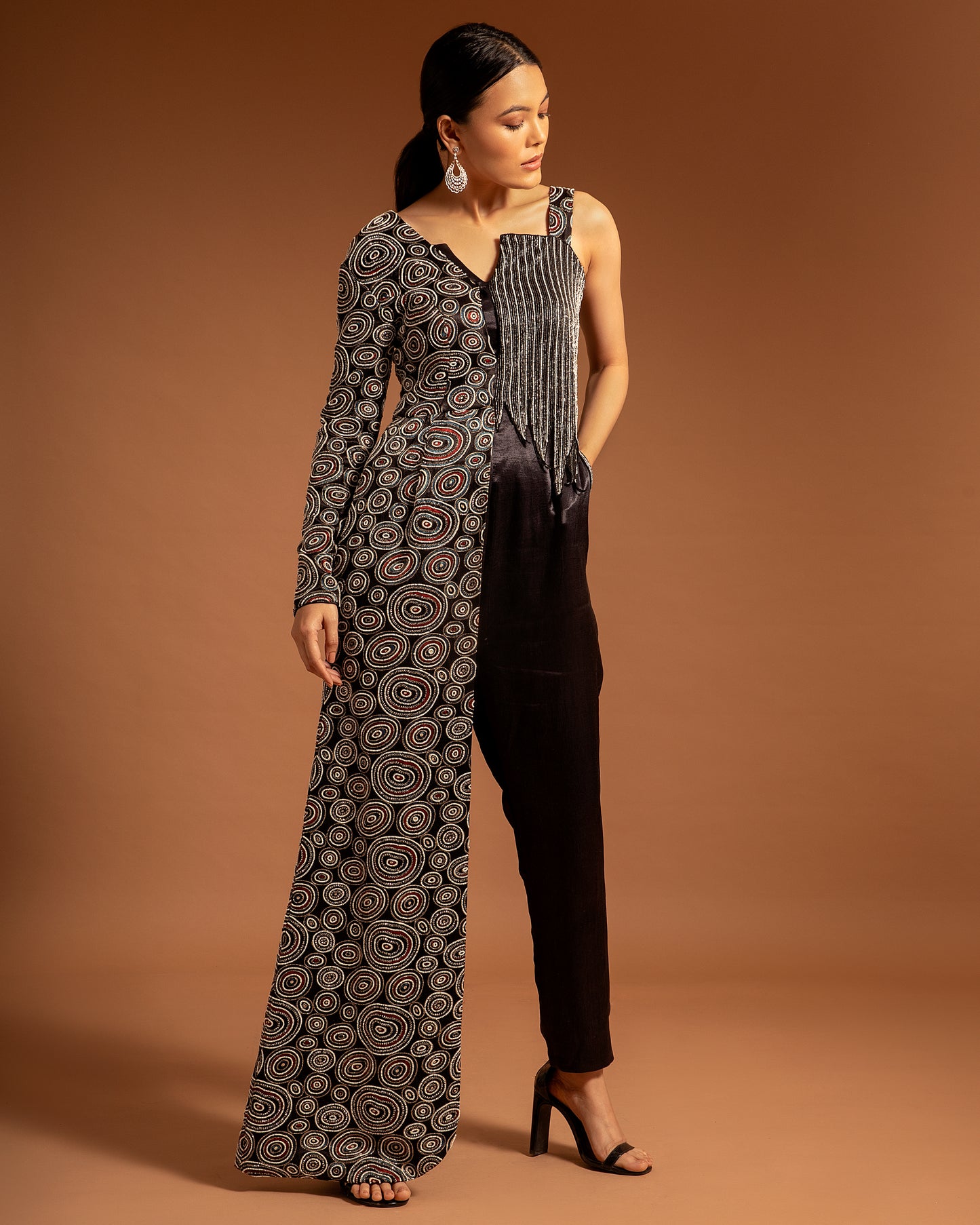 Black Ajrakh One Flap Jumpsuit