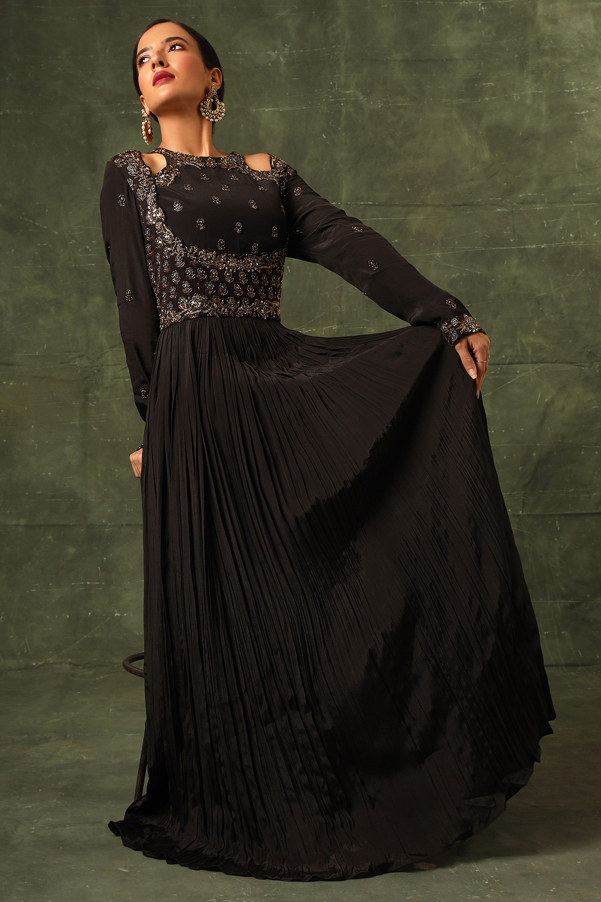 Black Ajrakh gathered dress