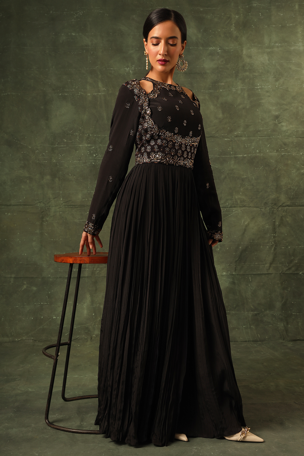 Black Ajrakh gathered dress