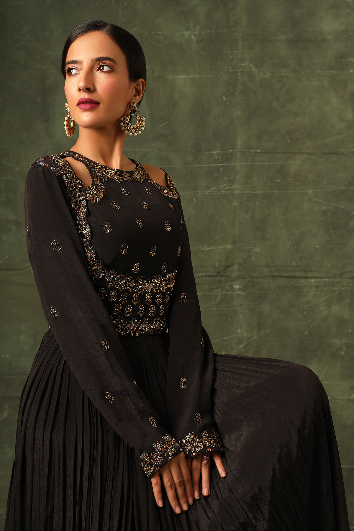 Black Ajrakh gathered dress