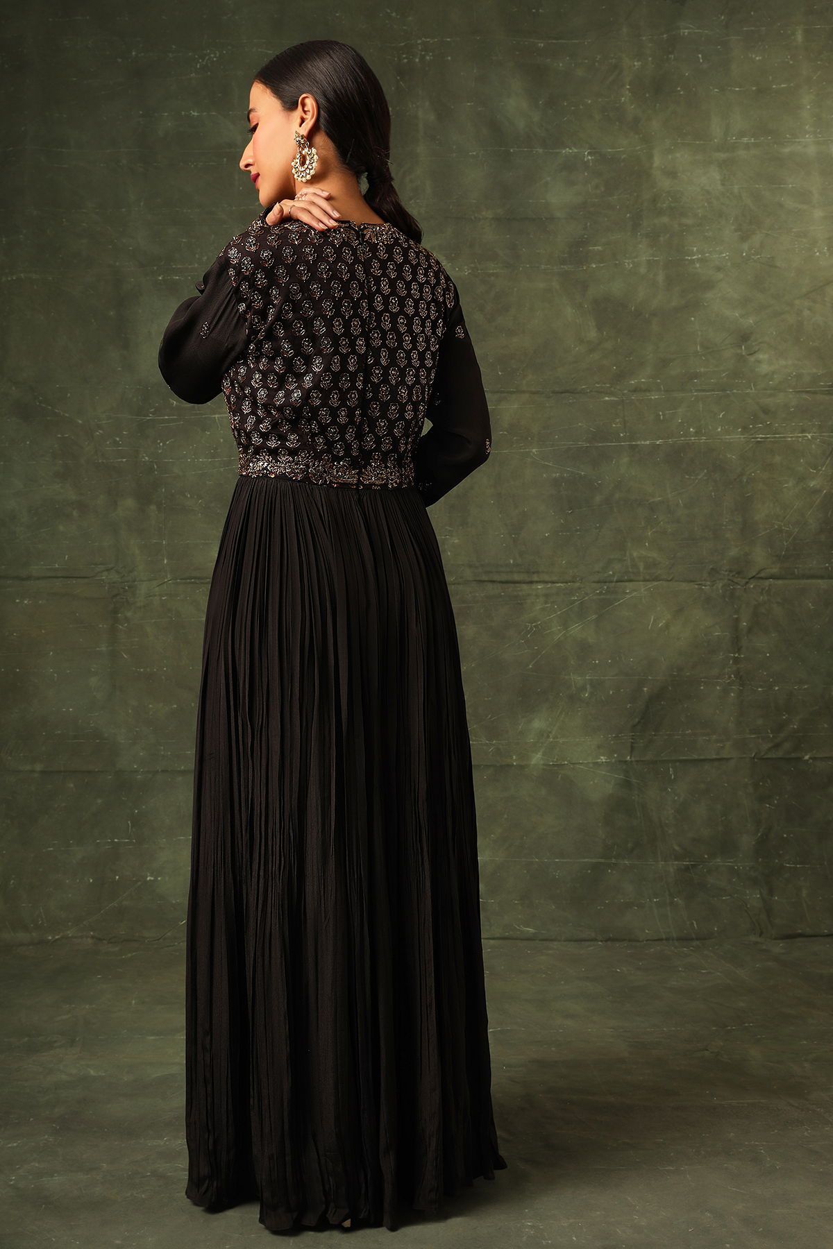 Black Ajrakh gathered dress