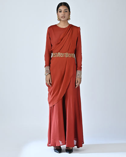 Red Drape jumpsuit