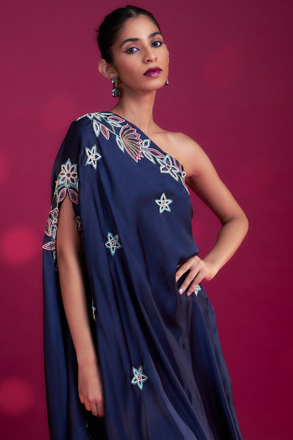 Deep blue ajrakh patchworked kaftan