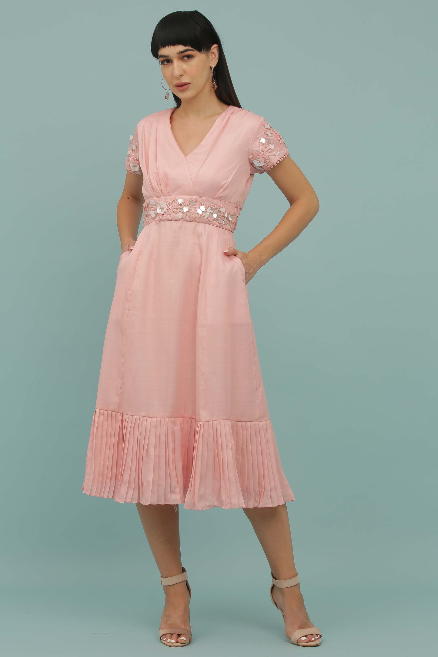 Salmon Pink A-Line Dress