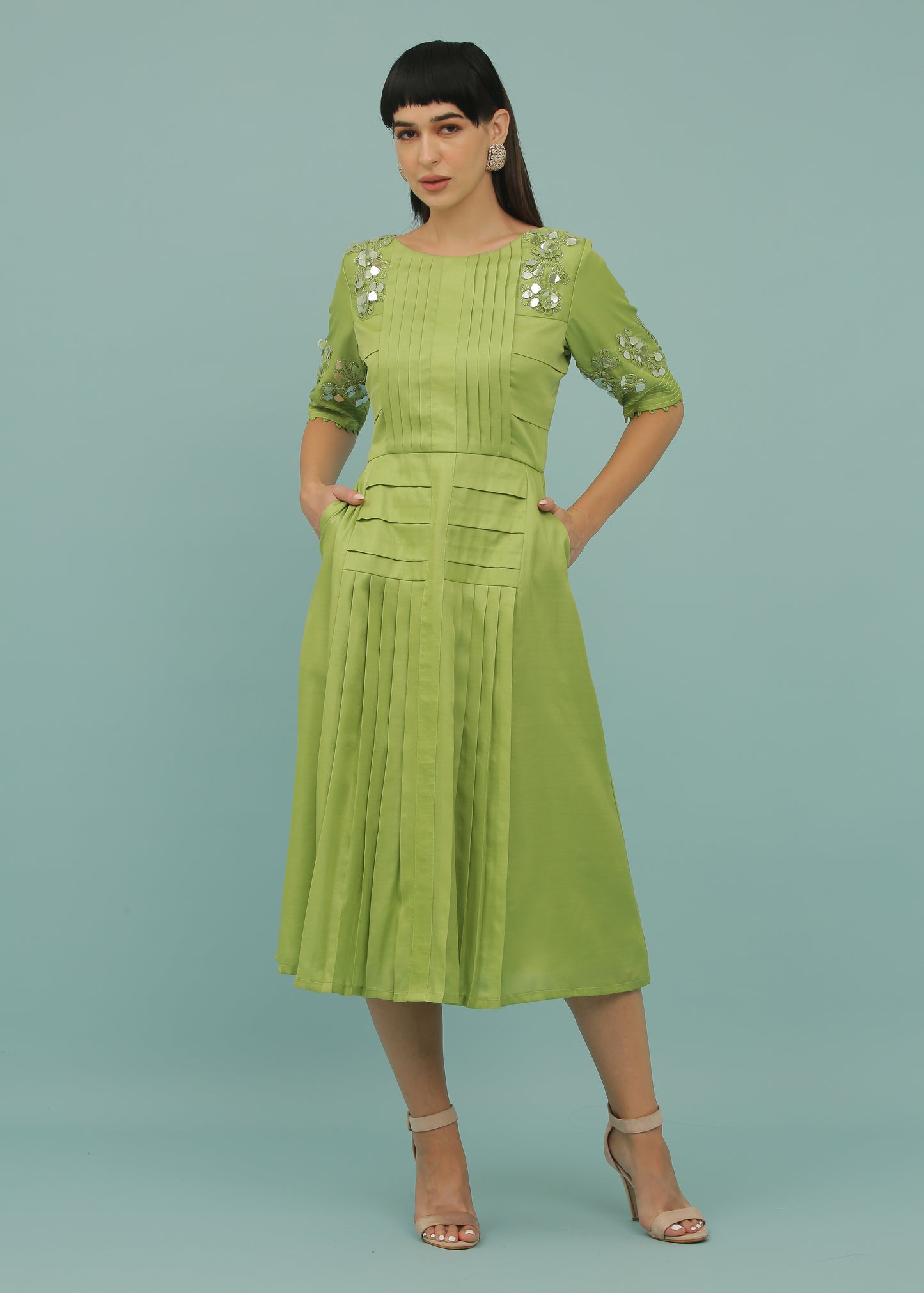 Light Green A-Line Yoke Dress