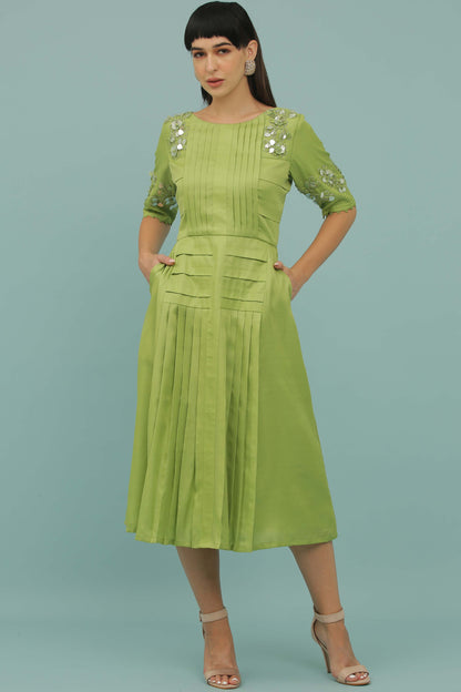 Light Green A-Line Yoke Dress