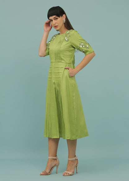 Light Green A-Line Yoke Dress