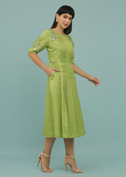 Light Green A-Line Yoke Dress