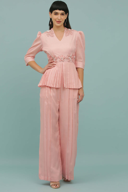 Bubble Pink Peplum Jumpsuit