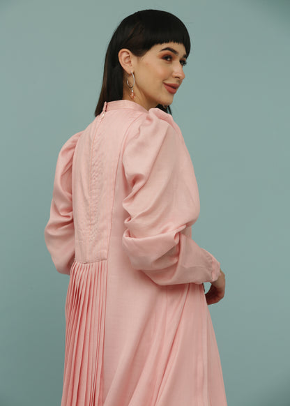 Coral Pink A-Line Yoke Dress