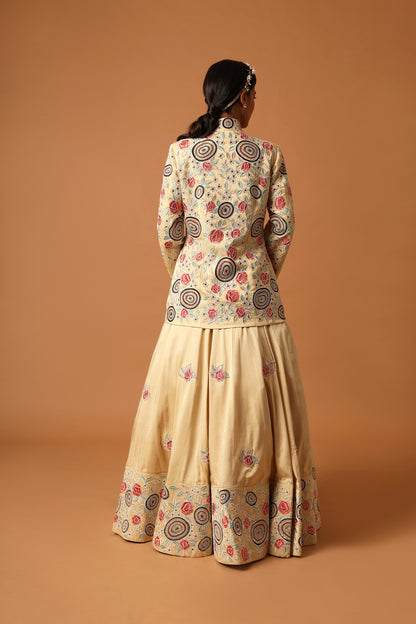 Iridessa jacket with lehenga and ruffle dupatta