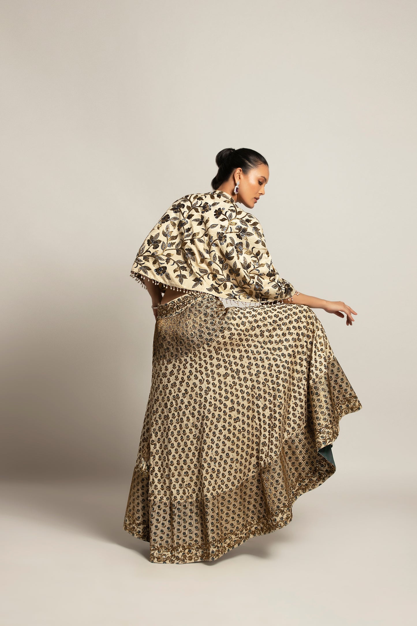 Ivory Gajji Silk Embellished Jacket Lehenga Set