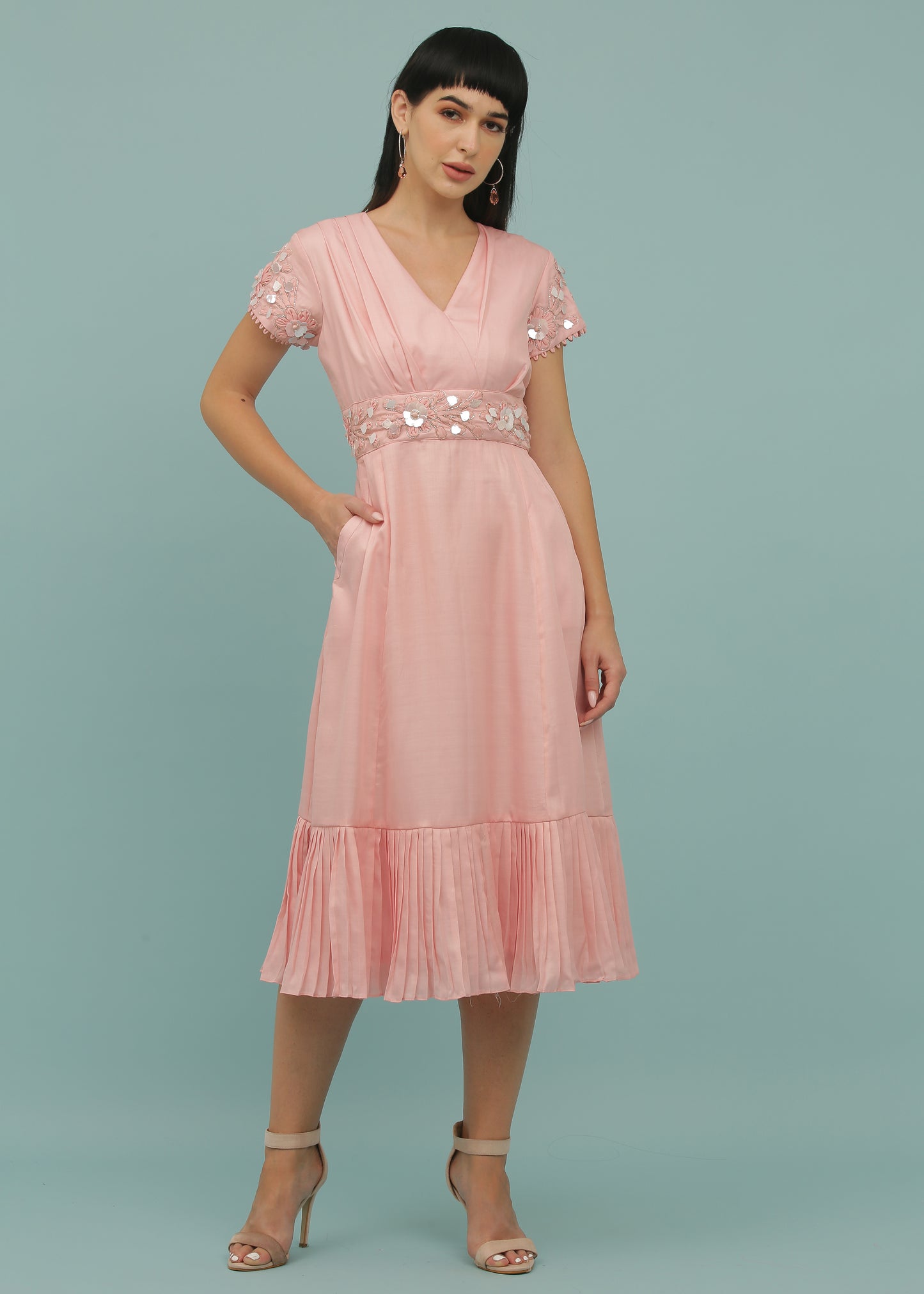 Salmon Pink A-Line Dress