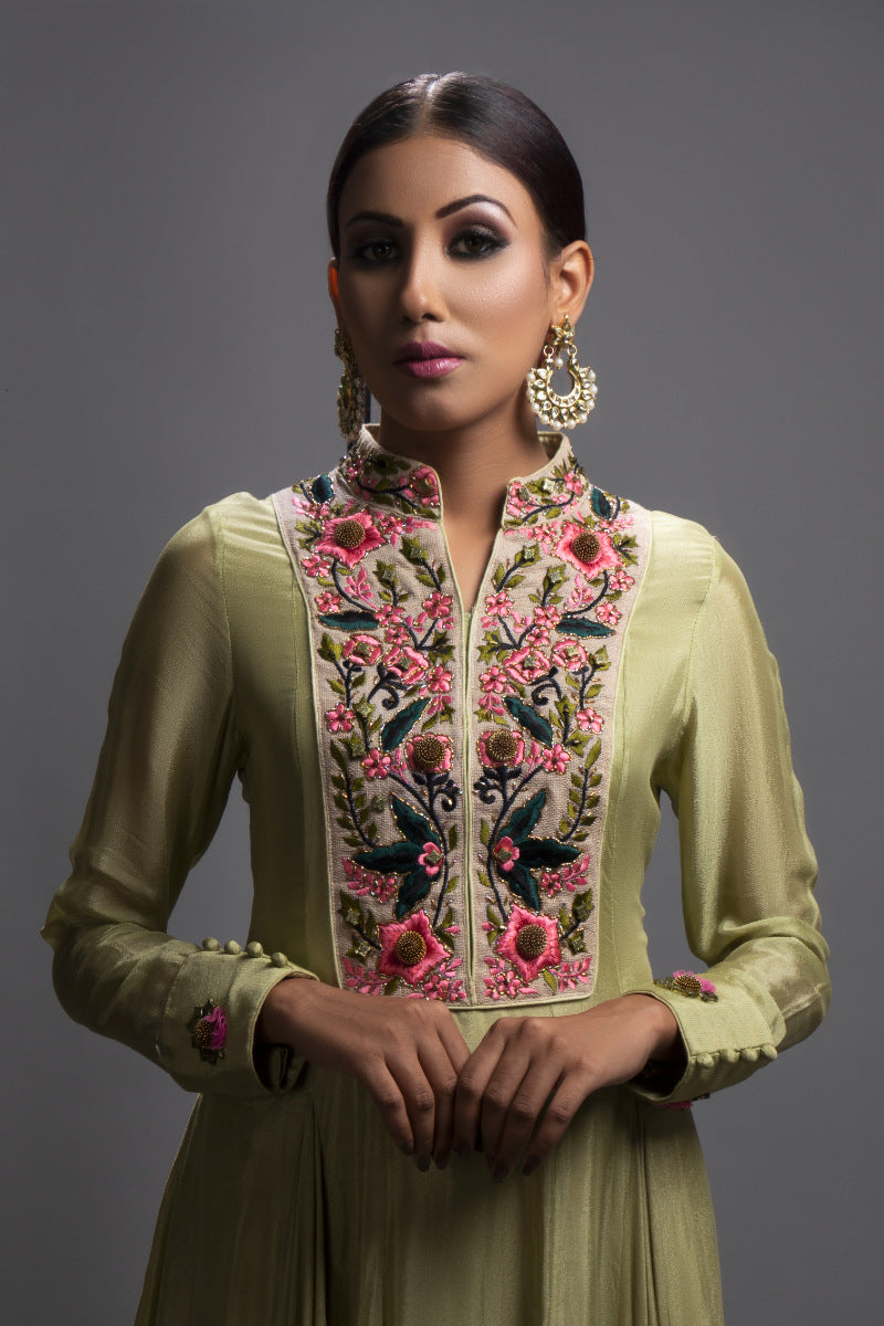 Green Embellished Kurta & Pants Set