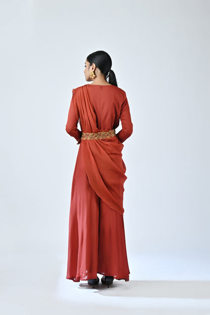 Red Drape jumpsuit